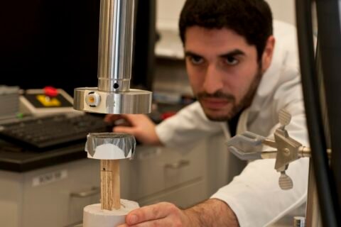 A mechanical testing laboratory used to verify product safety and performance as part of medical device risk management.