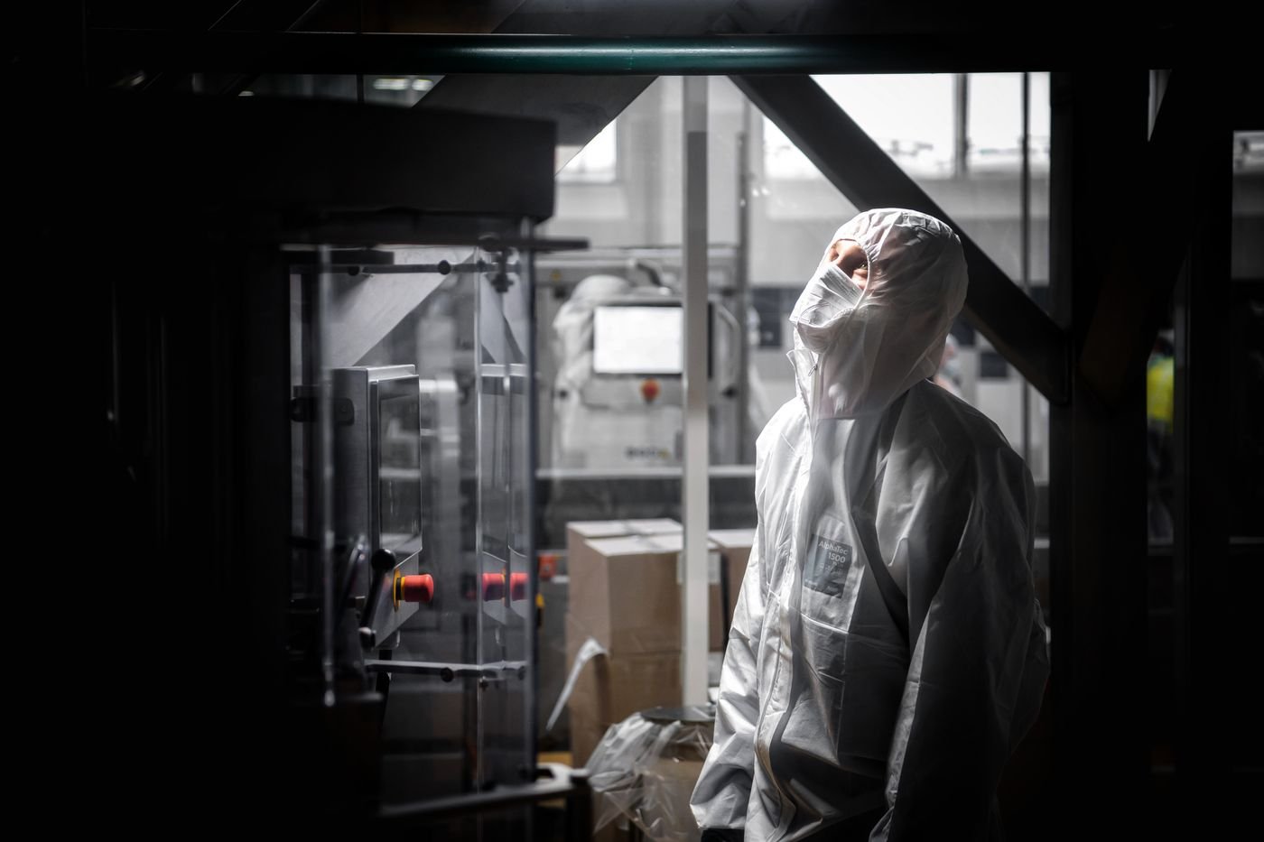 Worker in protective gear at a manufacturing facility in Mexico
