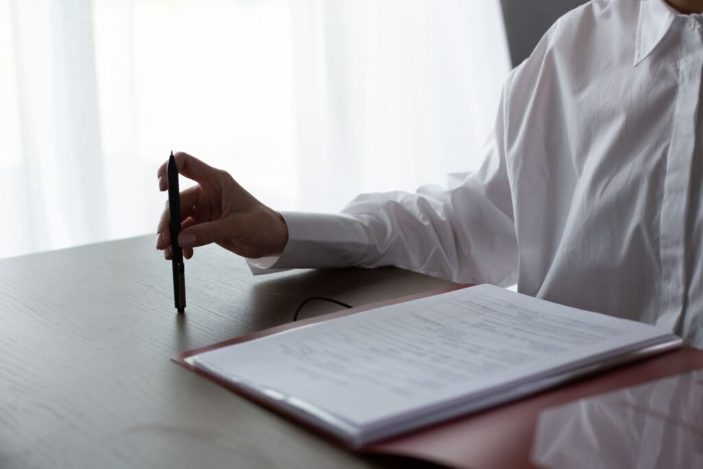 Professional reviewing regulatory documentation