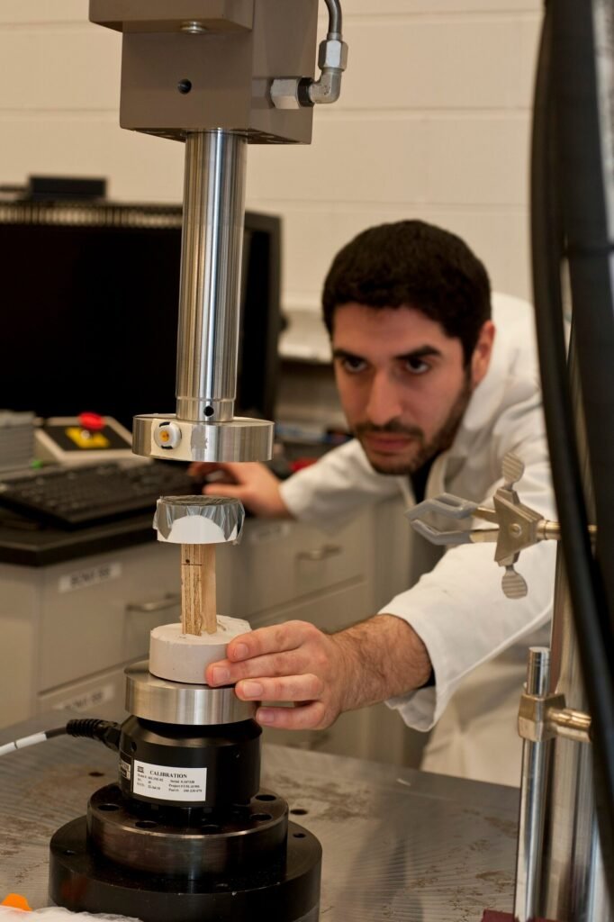 A mechanical testing laboratory used to verify product safety and performance as part of medical device risk management.